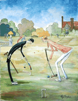 Vicar playing croquet
