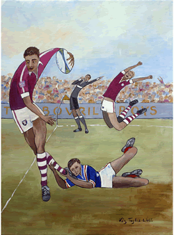 Rugby player being tackled