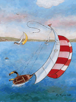 Man in small sailing boat